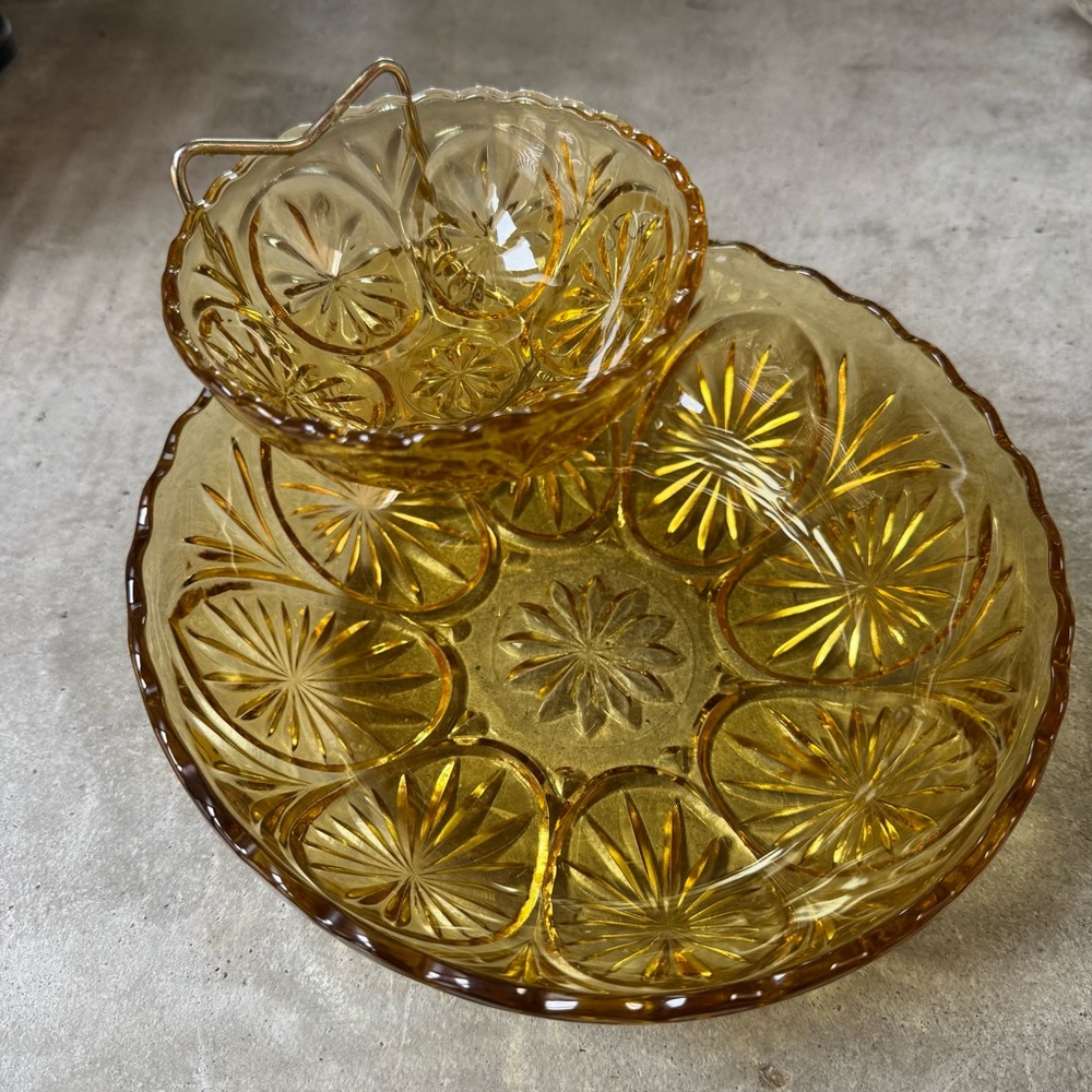Anchor Hocking Amber Glass Serving Set